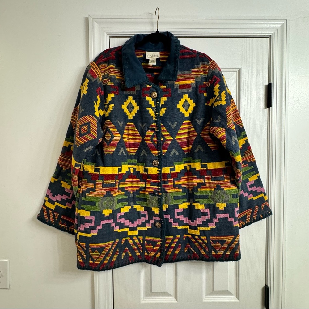 Vintage Cedar Creek Aztech coat  sz large 100% cotton